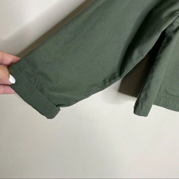 Zara Green Cropped Army Military Jacket With Pockets Size XS - Picture 6 of 10